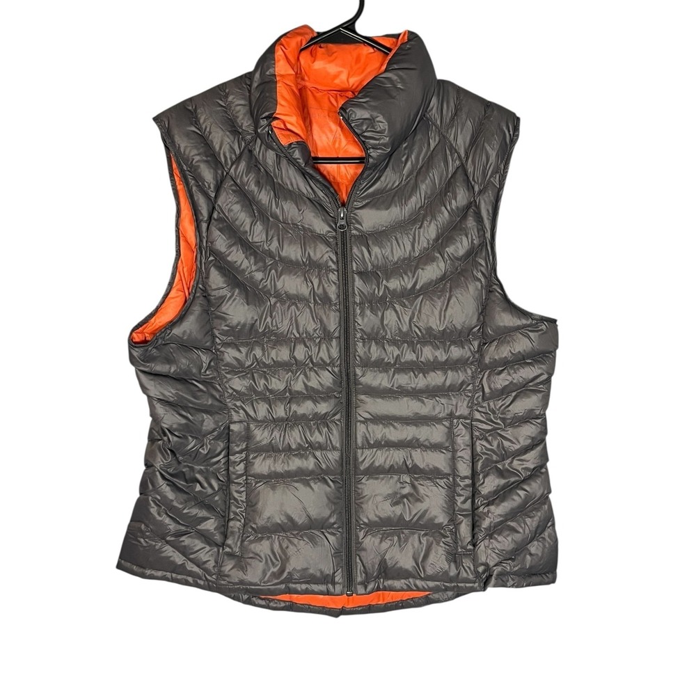 Bernardo Goose Down Women's Gray Puffer Vest Zip Pockets L Lightweight